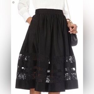 Alice + Olivia Black A-Line Skirt with lace, volume skirt